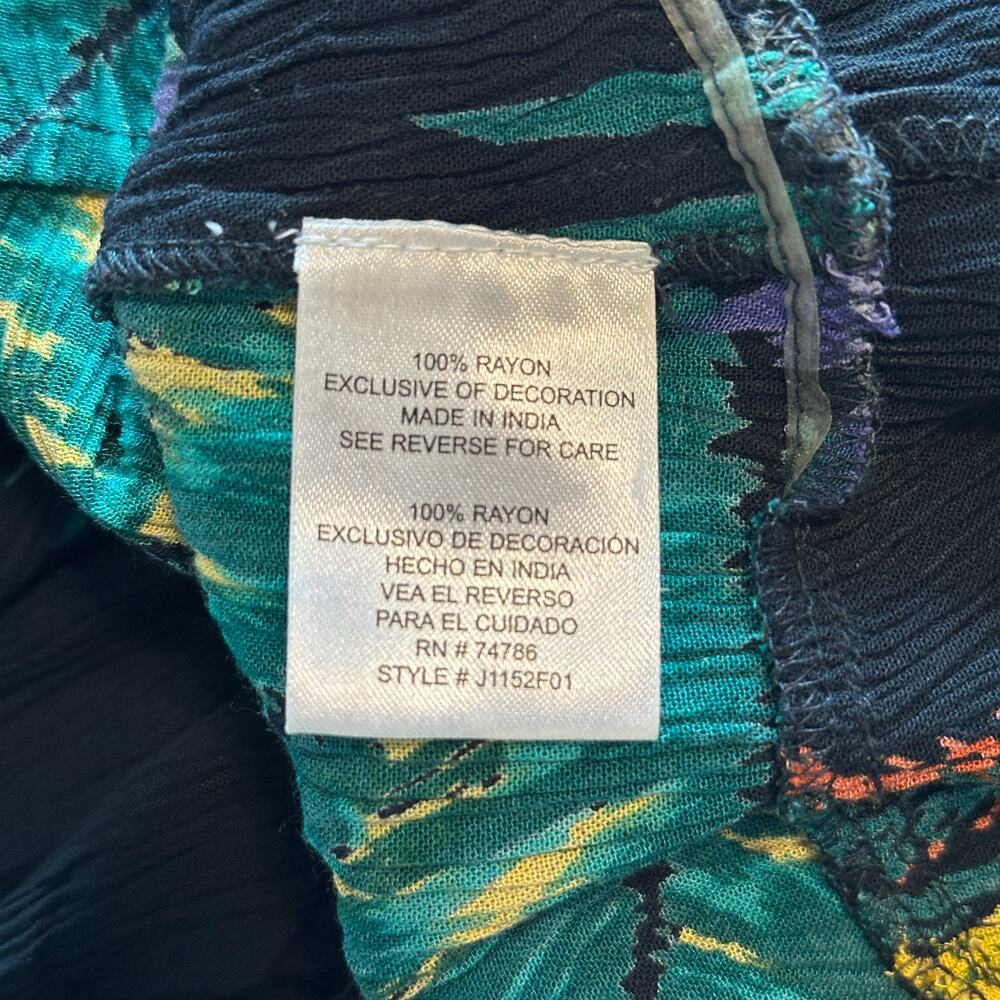 Patrons of Peace Tropical Crinkle Tank Womens Large Navy Multicolor Embroidered - Picture 6 of 8